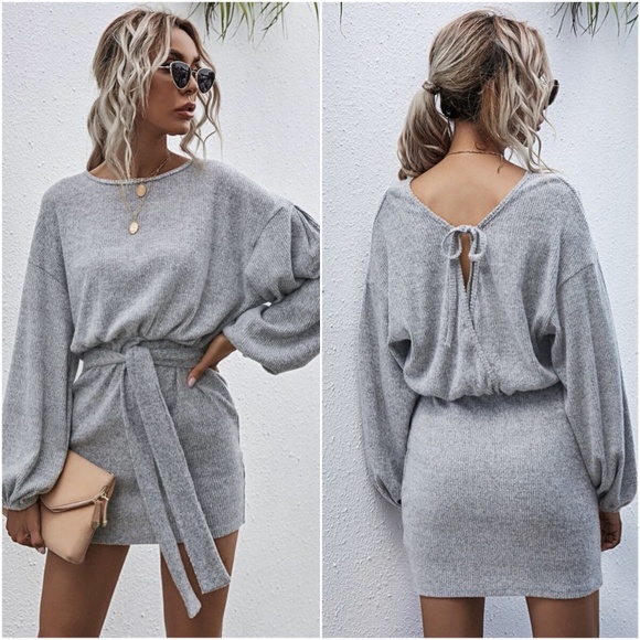 Dresses & Skirts - H. GREY waist tie wide sleeve mini dress